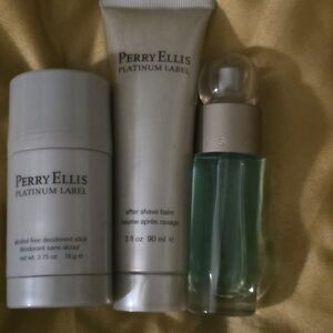 Perry Ellis Platinum mini set 8.0Z cologne,aftershave/deodorant